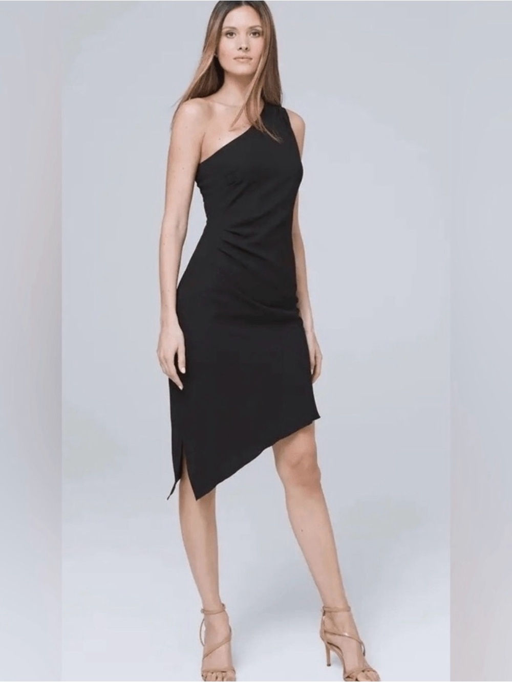 White House Black Market Black One-Shoulder Asymmetric Dress